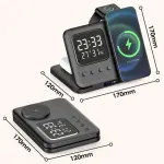 Dado 5 in 1 Wireless Charger with Alarm Clock for Apple, Magnetic Wirelss Charger Stand for iPhone 15/14/13/12,Apple Watch Series 9/Ultra 2/8/7/SE/6/5,Air-Pods 3/Pro/2 (Black)