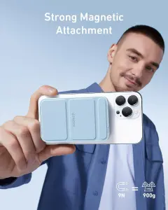 ⁦انكر باور بانك، بطارية مغناطيسية 622 (ماج جو) شاحن لاسلكي مغناطيسي قابل للطي 5000mAh  ومنفذ USB-C لايفونات 14/13/12/  15/15 بلس/15 برو/15 برو ماكس⁩ - الصورة ⁦4⁩