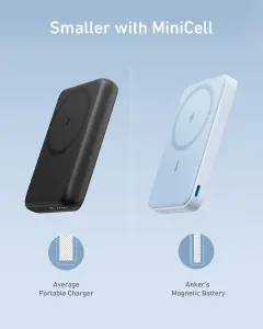 ⁦انكر باور بانك، بطارية مغناطيسية 622 (ماج جو) شاحن لاسلكي مغناطيسي قابل للطي 5000mAh  ومنفذ USB-C لايفونات 14/13/12/  15/15 بلس/15 برو/15 برو ماكس⁩ - الصورة ⁦5⁩