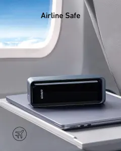 ⁦انكر باور بانك من برايم، شاحن محمول بـ3 منافذ 250 واط (99.54 واط في الساعة)، متوافق مع ماك بوك برو/اير، ايفون 15/14/13، سامسونج، ديل، والمزيد (قاعدة الشحن غير متضمنة)، أسود⁩ - الصورة ⁦2⁩