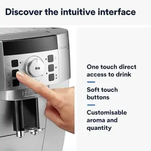 ماكينة صنع قهوة اوتوماتيكية بالكامل، من حبة البن الى الكوب من ديلونجي ECAM22.110.B, 220 وات، بلاستيك لونان أسود وفضي 9 71BVknGAzlL. AC SY450