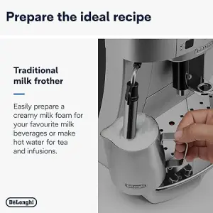 ماكينة صنع قهوة اوتوماتيكية بالكامل، من حبة البن الى الكوب من ديلونجي ECAM22.110.B, 220 وات، بلاستيك لونان أسود وفضي 11 71GQNFT9kL. AC SY450