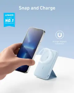 ⁦انكر باور بانك، بطارية مغناطيسية 622 (ماج جو) شاحن لاسلكي مغناطيسي قابل للطي 5000mAh  ومنفذ USB-C لايفونات 14/13/12/  15/15 بلس/15 برو/15 برو ماكس⁩ - الصورة ⁦3⁩