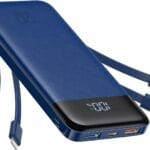 شارميست باور بانك مع كيبلات مدمجة  بطارية USB C 20000mAh مع 5 مخارج و4 مداخل وشاشة LED نوع C شاحن محمول سريع الشحن 22.5 واط متوافق مع الهواتف الذكية