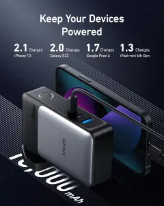 ⁦انكر باور بانك 733 (باور كور 65 واط)، شاحن هايبرد 2 في 1، شاحن محمول USB-C 10000mAh 30 واط⁩ - الصورة ⁦3⁩