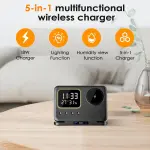 ⁦Dado 5 in 1 Wireless Charger with Alarm Clock for Apple, Magnetic Wirelss Charger Stand for iPhone 15/14/13/12,Apple Watch Series 9/Ultra 2/8/7/SE/6/5,Air-Pods 3/Pro/2 (Black)⁩ - الصورة ⁦6⁩