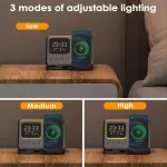 ⁦Dado 5 in 1 Wireless Charger with Alarm Clock for Apple, Magnetic Wirelss Charger Stand for iPhone 15/14/13/12,Apple Watch Series 9/Ultra 2/8/7/SE/6/5,Air-Pods 3/Pro/2 (Black)⁩ - الصورة ⁦7⁩