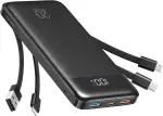 ⁦شارميست باور بانك مع كيبلات مدمجة  بطارية USB C 20000mAh مع 5 مخارج و4 مداخل وشاشة LED نوع C شاحن محمول سريع الشحن 22.5 واط متوافق مع الهواتف الذكية⁩ - الصورة ⁦2⁩