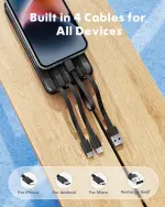 ⁦شارميست باور بانك مع كيبلات مدمجة  بطارية USB C 20000mAh مع 5 مخارج و4 مداخل وشاشة LED نوع C شاحن محمول سريع الشحن 22.5 واط متوافق مع الهواتف الذكية⁩ - الصورة ⁦4⁩