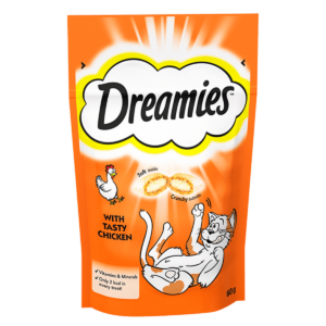 Dreamies cat treats with chicken 60g ظرف دريمز تريتس للقطط بنكهة الفراخ ٦٠ جرام 1 dreamies with chicken