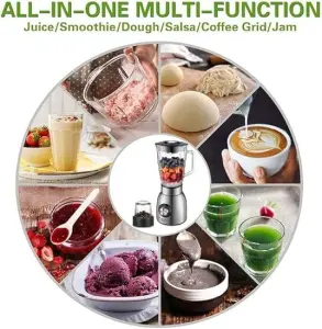 خلاط لسطح الطاولة للمخفوقات والسموذي 1500 واط من الستانلس ستيل بسرعتين، وعاء زجاجي سعة 1500 مل لصنع الهريس وسحق الثلج والتنظيف التلقائي وشفرات سيبر الثلج، عصارة متعددة الوظائف 7 618 jA8KgL. AC SY550