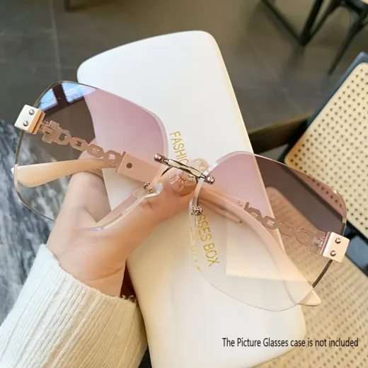 نظارات شمسية كبيرة بدون إطار للنساء بعدسات متدرجة الأزياء الشمسية لحفلات الشاطئ والعطلات