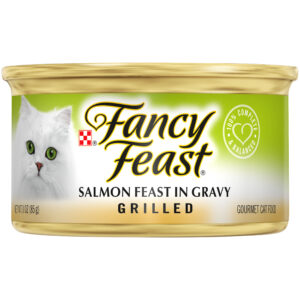 Fancy Feast Grilled Salmon Feast in Gravy Wet Cat Food 85 gm فانسي فيست طعام القطط الرطب بسمك السلمون المشوي 85 جم