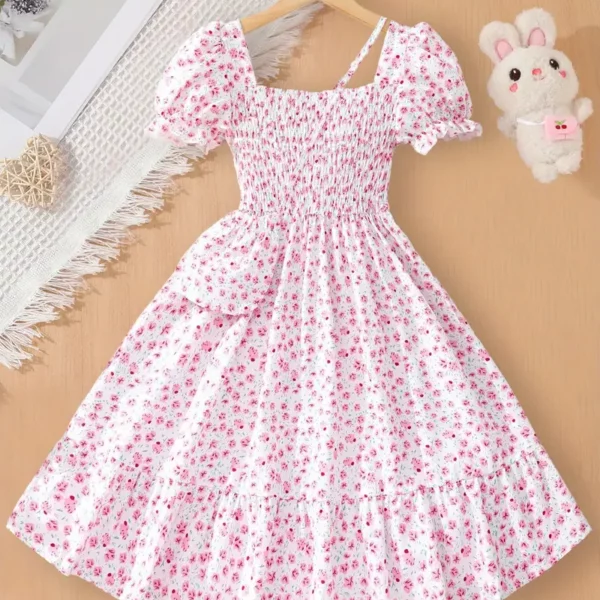 فستان ميدي بقصة مربعة للاطفال;Children's square-cut midi dress