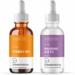 DERMATOUCH Anti Aging Serum Set - 10% Vitamin C Serum & 2% Hyaluronic Acid Serum | For Wrinkle, Firming, Hydration & Radiant Skin | Boost glow & Moisturize to Skin - 30ml + 30ml