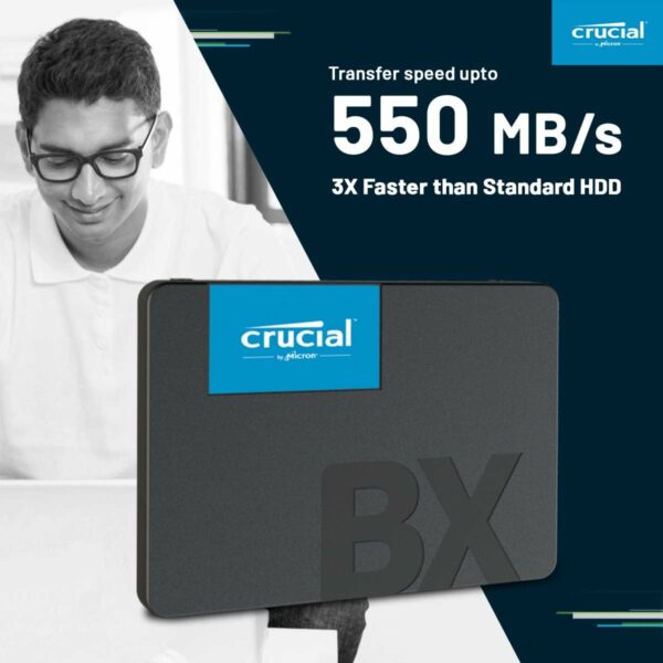 Crucial BX500 SSD 500GB 3D NAND SATA Internal Solid State Drive 2.5 inch black/blue- CT500BX500SSD1