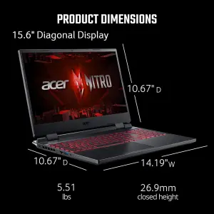 Acer Nitro 5 Gaming Laptop 12th Gen Intel Core i5-12500H /16GB RAM / 512GB SSD / 4GB NVIDIA GeForce RTX 3050 Ti GPU /15.6" FHD 144Hz IPS Display/Windows 11 Home/Obsidian Black/English Keyboard 3 71JfHZccBzL. AC SL1500