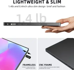 UPERFECT Portable Monitor, 2023 [New Version] 15.6" IPS HDR 1920X1080 FHD Eye Care Screen USB C Gaming Monitor,