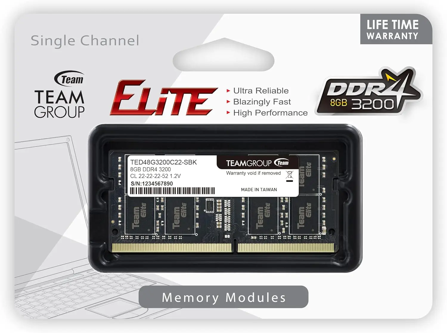 TeamGroup RAM Elite - 8 GB - DDR4 3200 UDIMM CL 22 TeamGroup RAM Elite - 8 GB - DDR4 3200 UDIMM CL 22