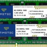 Timetec 16GB KIT(2x8GB) DDR3L / DDR3 1600MHz (DDR3L-1600) PC3L-12800 / PC3-12800 Non-ECC Unbuffered 1.35V/1.5V CL11 2Rx8 Dual Rank 204 Pin SODIMM Laptop Notebook PC Computer Memory RAM Module Upgrade
