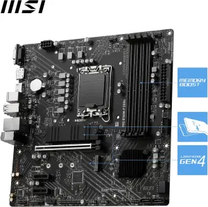 MSI PRO B760M-P DDR4 ProSeries Motherboard, Supports 12th/13th Gen Intel Processors, Micro-ATX, LGA 1700 - Black 2 MSI PRO B760M-P DDR4 ProSeries Motherboard