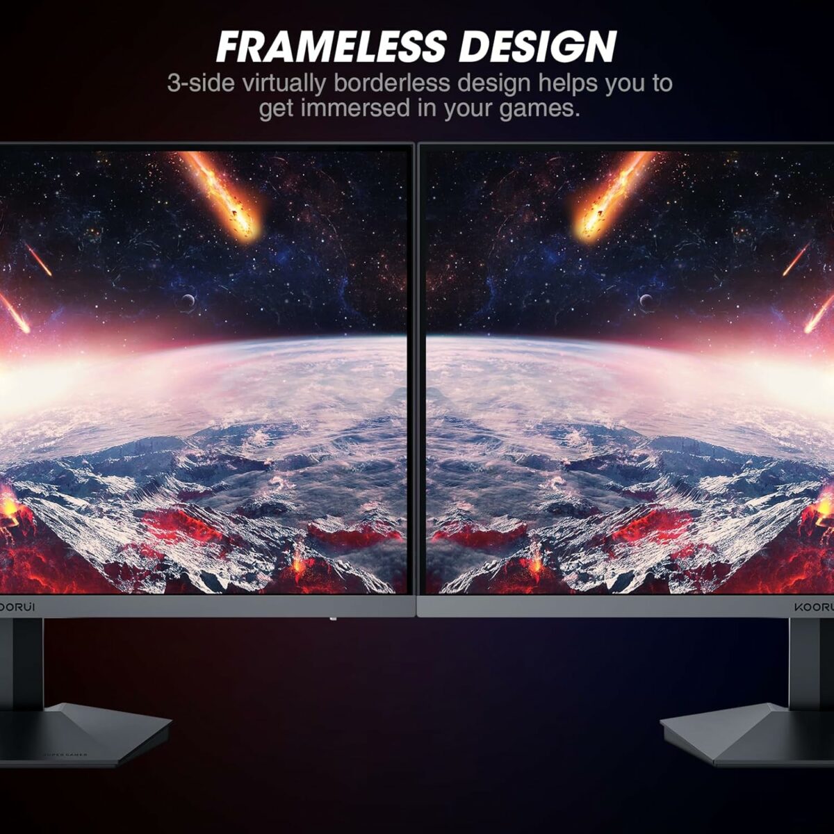 KOORUI Monitor Gaming, 24 Inch Computer Screen HDMI, 165Hz, 1080p, 1ms, IPS, FreeSync, Compatible G-sync, Tilt Adjustable, Eye Care, VESA Wall Mountable (FHD 1920x1080, DisplayPort) Black