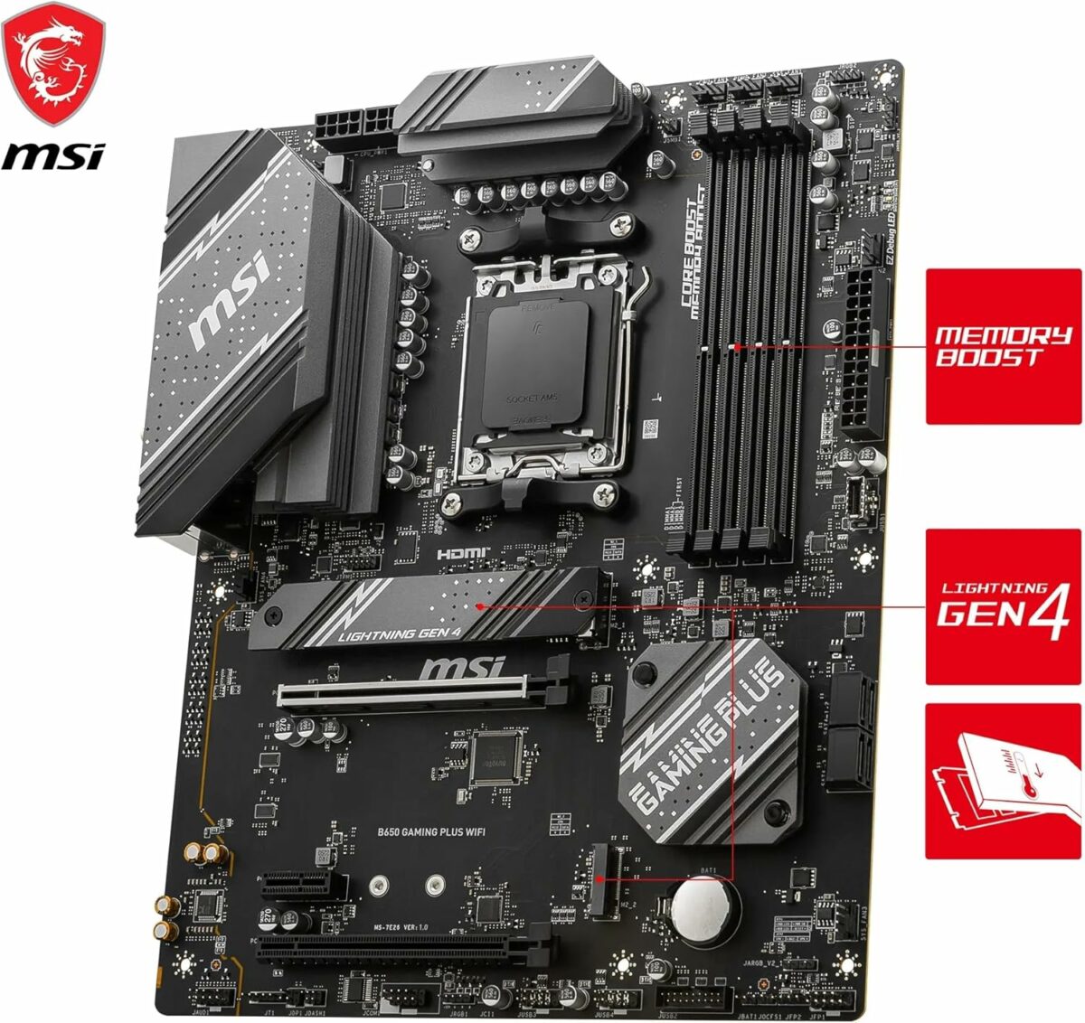 MSI B650 GAMING PLUS WIFI AM5 ATX Motherboard,