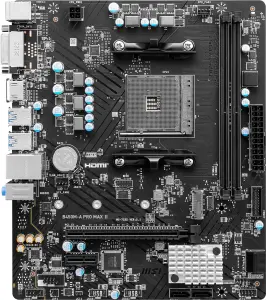 ⁦MSI B450M-A PRO MAX II ProSeries Motherboard (mATX, Supports AMD 5000/4000/3000/2000/1000 Series AM4 Processors, M.2, SATA 6G, USB 3.2 Gen 1, DDR4, HDMI/DVI, 2.5Gbps LAN)⁩ - الصورة ⁦3⁩