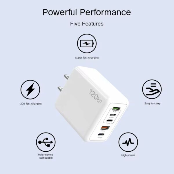 120W PD QC 3.0 Type C Fast Charger Adapter,