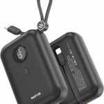 WASTDE Power Bank 22.5W USB C Fast Charging PD & QC 3.0, Portable Charger 10000mAh [4-in-1] Built-in 2 Cables, LED Display, Mini Power Bank Compact & Lightweight for Travel
