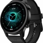Noise Fit Halo with Textured Strap, Bluetooth Calling Round Dial Smart Watch, 1.43" AMOLED Display, Premium Metallic Build, Always on Display, Smart Touch Tech, HR & Stress Monitor-Statement Black