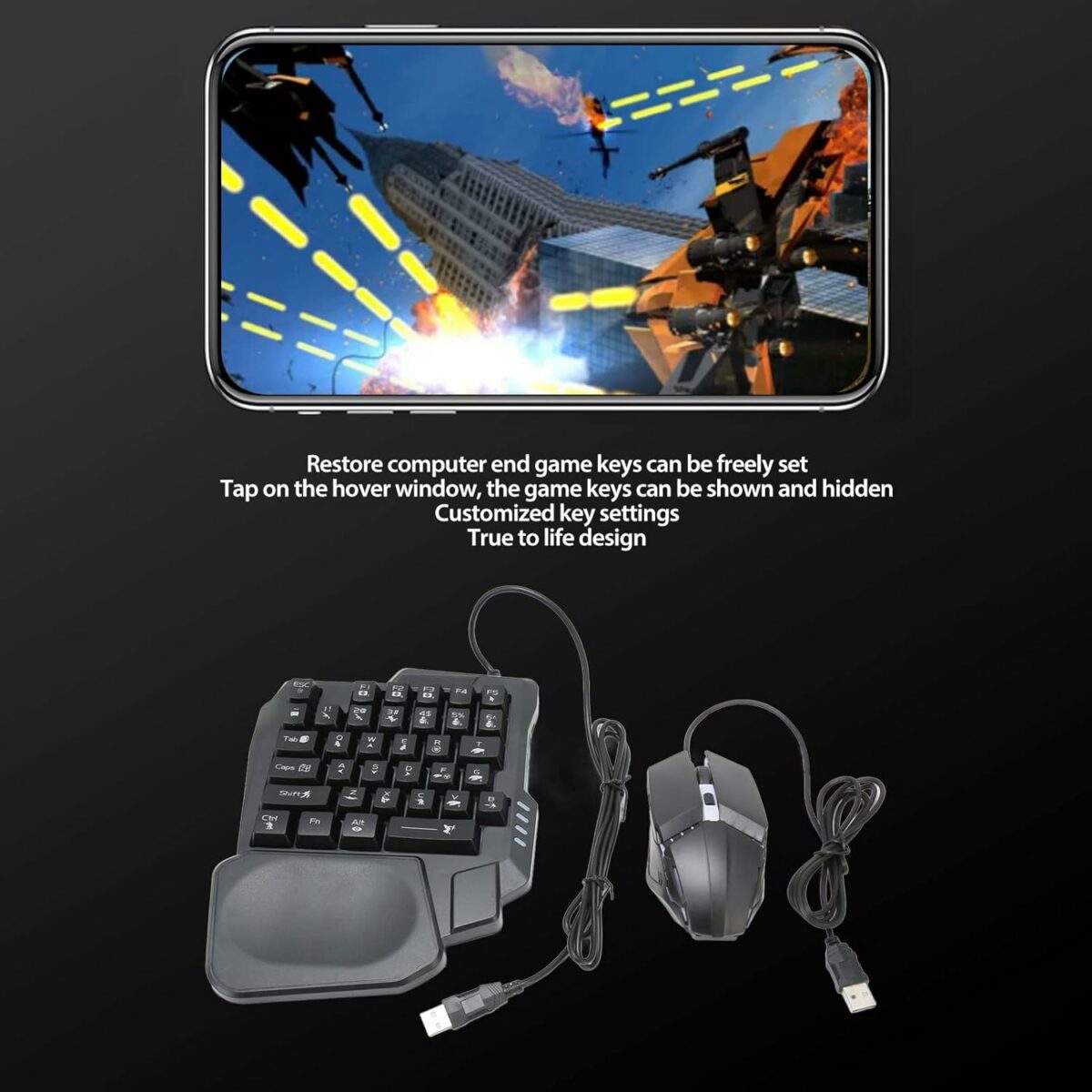 Bewinner Half Hand Gaming Keyboard and Mouse Combo