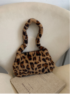 Fuzzy, Soft, Plush Fluffy Leopard Print Shoulder Bag For Girls, Women, College Students, Rookies & White-Collar Workers For Work, Office, Commute, For Autumn & Winter, Warm Winter, Outdoors, Trendy Leopard Print Bag