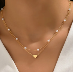 مجموعة قلادة قلب الموضة 2 قطعة بأناقة سلسلة زخرفة من اللؤلؤ الاصطناعي قلادة عارضة للإكسسوارات العادية 2 مجموعة قلادة قلب الموضة 2 قطعة بأناقة سلسلة زخرفة من اللؤلؤ الاصطناعي قلادة عارضة للإكسسوارات العادية