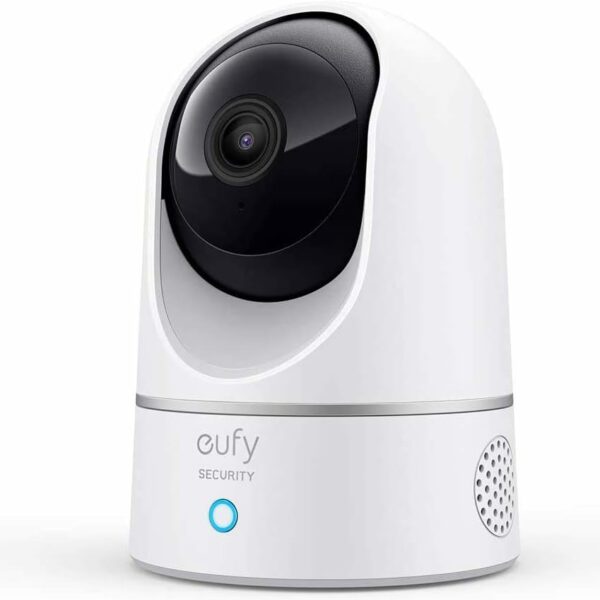 eufy Security 2K Indoor Cam Pan & Tilt, Home Security Indoor Camera, Human and Pet AI, Works with Voice Assistants, Motion Tracking, Night Vision, MicroSD Card Required, HomeBase Not Required.