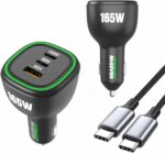 MrSEVEN 165W USB C&A Car Fast Charger, 3 in 1 PD3.1 and QC3.0 Super Fast Charger Adapter