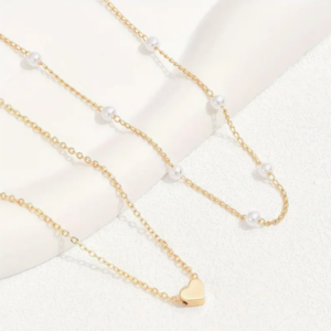 مجموعة قلادة قلب الموضة 2 قطعة بأناقة سلسلة زخرفة من اللؤلؤ الاصطناعي قلادة عارضة للإكسسوارات العادية 3 مجموعة قلادة قلب الموضة 2 قطعة بأناقة سلسلة زخرفة من اللؤلؤ الاصطناعي قلادة عارضة للإكسسوارات العادية