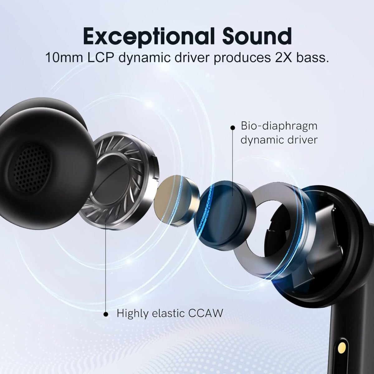 QCY T13 ANC Bluetooth Earphones, Active Noise Cancelling Wireless Earbuds, Bluetooth 5.3 Stereo Bass in Ear Earphones, 4 Mics Clear Calls, 30H Playtime, 10-Minute Charge, Black