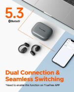 TRUEFREE O1 Open Ear Headphones Bluetooth V5.3, Air Conduction Tech for Sports, Wireless Earbuds with Ear Hooks, 4 Mics Clear Calls 16.2mm Enhanced Bass Driver, 54Hrs Playtime, for Workout App Control