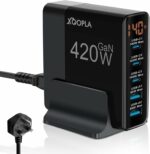 Xoopla 420W USB C Charger Charging Station with LED Display, 5-Port GaN Charger Type C, PD 100W Laptop Power Adapter for MacBook, iPhone, iPad, Galaxy, Huawei & More