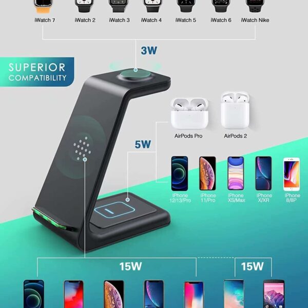 Wireless Charger, KIYOSAKI 3 in 1 Charging Station