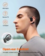 TRUEFREE O1 Open Ear Headphones Bluetooth V5.3, Air Conduction Tech for Sports, Wireless Earbuds with Ear Hooks, 4 Mics Clear Calls 16.2mm Enhanced Bass Driver, 54Hrs Playtime, for Workout App Control