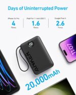 Anker Power Bank, 22.5W High-Speed Charging Portable Charger with Built-In USB-C Cable, 1 USB-C, 1 USB-A, 20,000mAh Battery Pack for iPhone 16/15/14/13 Series, Samsung, Huawei, Xiaomi, Redmi, Vivo