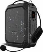 SHIDU Wireless Voice Amplifier Bluetooth Speaker Portable Waterproof PA System 18W with UHF Wireless Microphone Headset for Voice Amplifier for Class Tour Guide