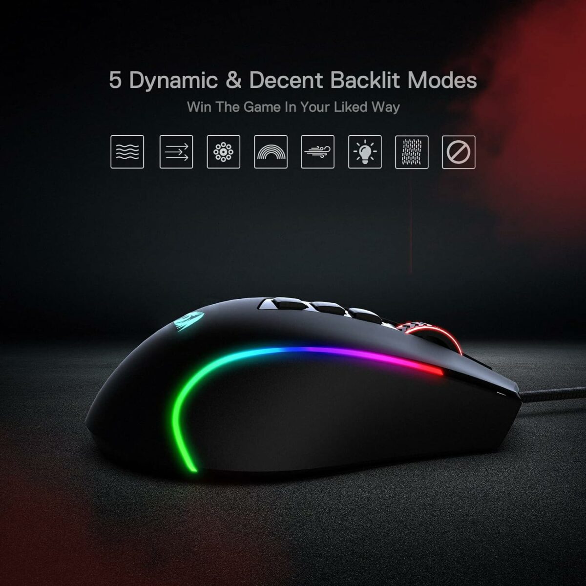 Redragon, Predator Wired Gaming Mouse, Black, M612-Rgb