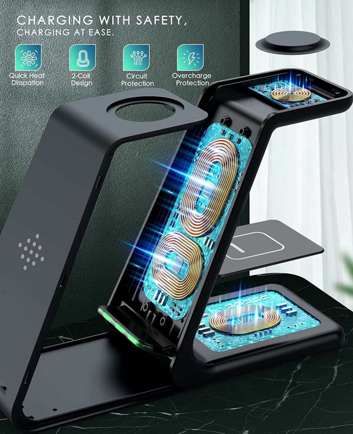 Wireless Charger, KIYOSAKI 3 in 1 Charging Station