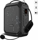 SHIDU Wireless Voice Amplifier Bluetooth Speaker Portable Waterproof PA System 18W with UHF Wireless Microphone Headset for Voice Amplifier for Class Tour Guide