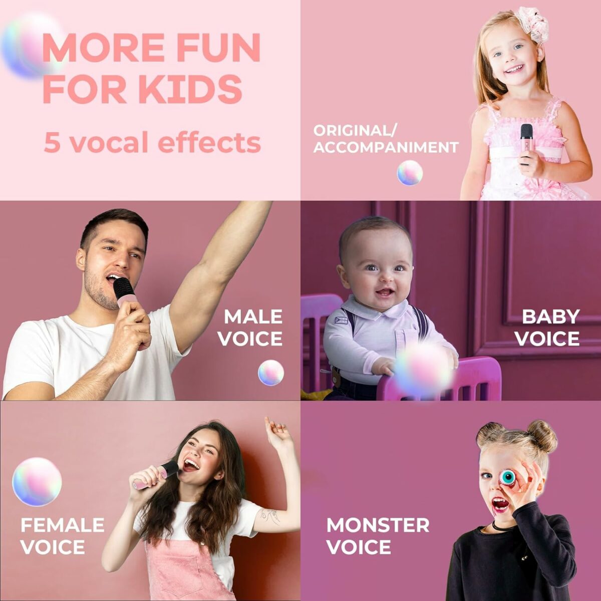 YLL Mini Karaoke Machine for Kids Adults, Portable Bluetooth Speaker with 2 Wireless Microphones,18 Pre-Loaded Songs Toys Birthday Gifts for Girls 4, 5, 6, 7, 8+ Years Old Toddler Teens (Lightpink)