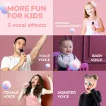 YLL Mini Karaoke Machine for Kids Adults, Portable Bluetooth Speaker with 2 Wireless Microphones,18 Pre-Loaded Songs Toys Birthday Gifts for Girls 4, 5, 6, 7, 8+ Years Old Toddler Teens (Lightpink)