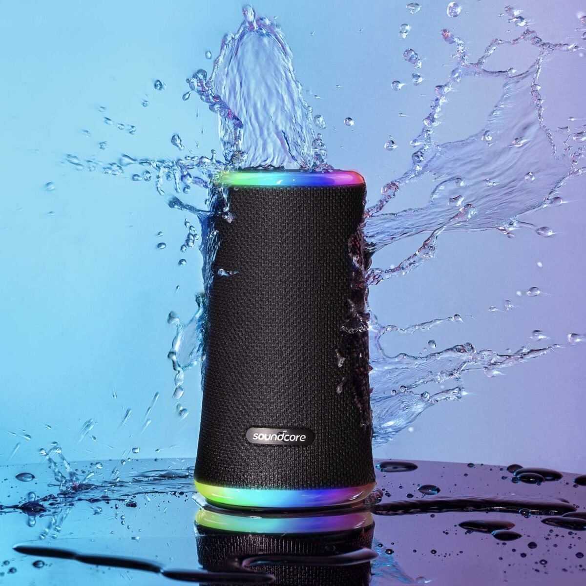 Anker Soundcore Flare 2 Bluetooth Speaker, with IPX7 Waterproof Protection and 360° Sound for Backyard and Beach Party, 20W Wireless Speaker with PartyCast, EQ Adjustment, and 12-Hour Playtime